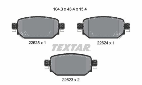 Комплект гальмівних колодок - (d2Y12643Z, BAY02648ZA, BAY02643ZB) TEXTAR 2262301