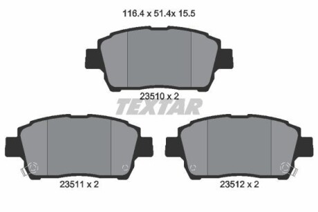 Комплект тормозных колодок, дисковый тормоз - TEXTAR 2351002