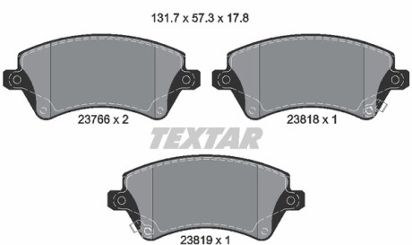 Комплект тормозных колодок, дисковый тормоз - TEXTAR 2376601