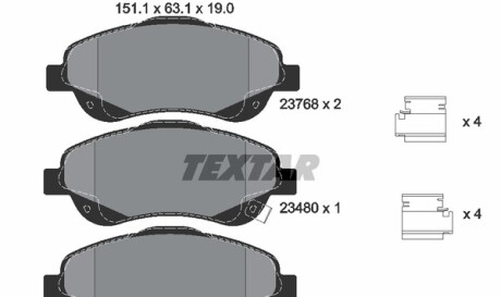 Комплект тормозных колодок, дисковый тормоз - (446505150, 0446505131, 0446505280) TEXTAR 2376802