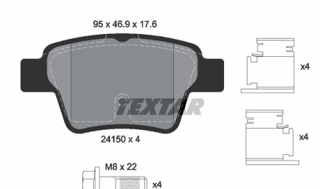 Комплект тормозных колодок, дисковый тормоз - TEXTAR 2415001