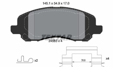 Комплект тормозных колодок, дисковый тормоз - (cw650649, mz690348, 1607690480) TEXTAR 2458301