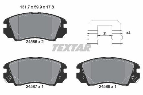 Комплект тормозных колодок, дисковый тормоз - TEXTAR 2458601