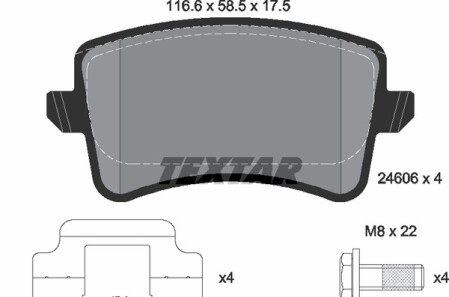 Комплект гальмівних колодок - (08A75910, 8K0098601E, 8K0098601F) TEXTAR 2460602