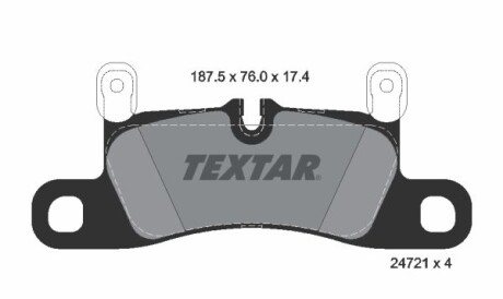 Колодки гальмівні (задні) Porsche Cayenne 10- (187.5x76x17.4) (Brembo) - (7P0698451, 95835293900, 99135293902) TEXTAR 2472102