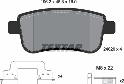 Комплект тормозных колодок, дисковый тормоз - TEXTAR 2482001