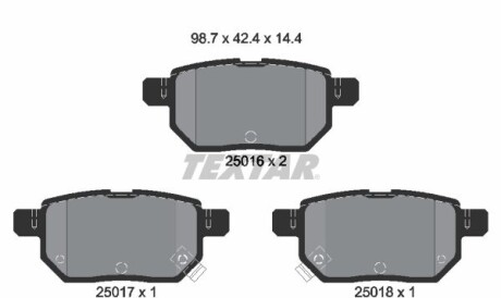 Комплект тормозных колодок, дисковый тормоз - (0446647100, 446652160, 446647080) TEXTAR 2501601