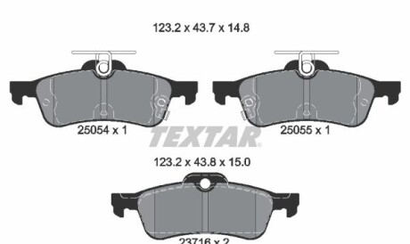 Комплект тормозных колодок, дисковый тормоз - TEXTAR 2505401