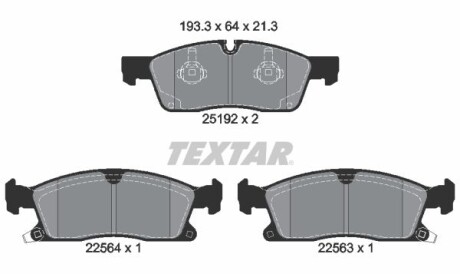 Колодки гальмівні (передні) Jeep Grand Cherokee IV 3.0-6.4 10- (TRW) Q+ - (00K68052370AB, 68052370AA, 68052370AB) TEXTAR 2519207