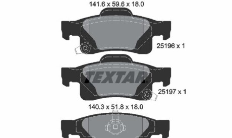 Комплект тормозных колодок, дисковый тормоз - (68052386AA) TEXTAR 2519601