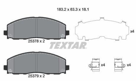 Комплект тормозных колодок, дисковый тормоз - TEXTAR 2537801