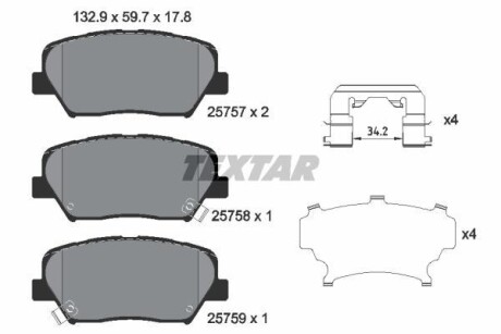 Колодки тормозные дисковые, к-кт. - TEXTAR 2575701