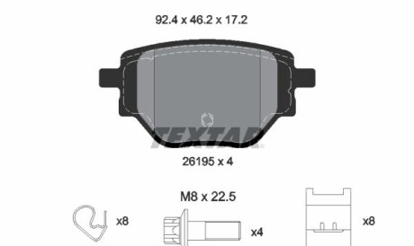 Комплект гальмівних колодок - (95526189, 95525386, 95526188) TEXTAR 2619501