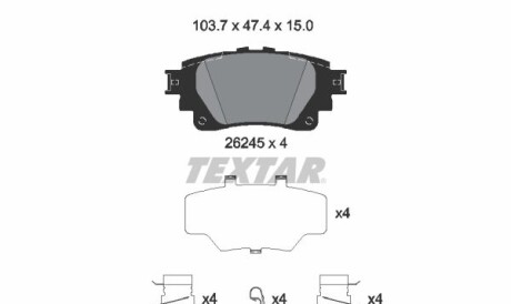 Комплект гальмівних колодок - (t04466F402, 04466F4020, 0446642090) TEXTAR 2624501