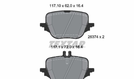 Комплект гальмівних колодок задн, MERCEDES C T-MODEL (S206), C (W206), CLE (A236), CLE (C236), E ALL-TERRAIN (S214), E T-MODEL (S214), E (W214), GLC (C254), GLC (X254), S (V223) 1.5H-4.0H 09.20- - TEXTAR 2637401