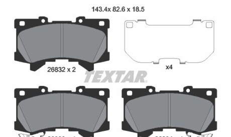 Комплект гальмівних колодок передн, LEXUS LX TOYOTA LAND CRUISER, LAND CRUISER 300, LAND CRUISER PRADO 2.8D-3.5 08.21- - TEXTAR 2683201