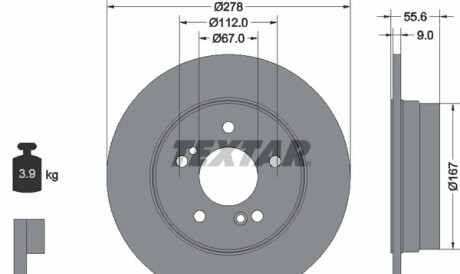 Диск гальмівний (задній) MB C-class (W202/W203/CL203/S202)/E (W124/W210/S124) -07 (278x9) PRO - TEXTAR 92032703