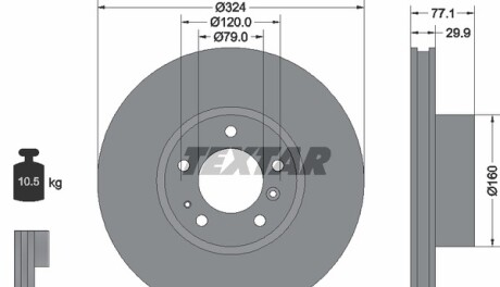 Тормозной диск - (1159602, 1159895, 1159916) TEXTAR 92058300