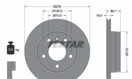 Диск гальмівний (задній) BMW 3 (E36/E46) 95-05 (276x19) PRO - (34211162315, 34211165211, 34216855155) TEXTAR 92072403