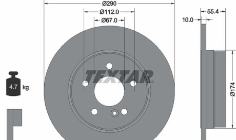 Тормозной диск - (1244231112, 2104230612, 2104231012) TEXTAR 92072703