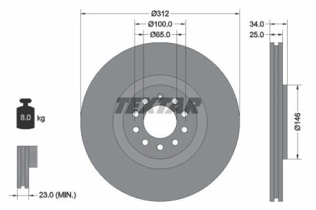 Тормозной диск - TEXTAR 92098505