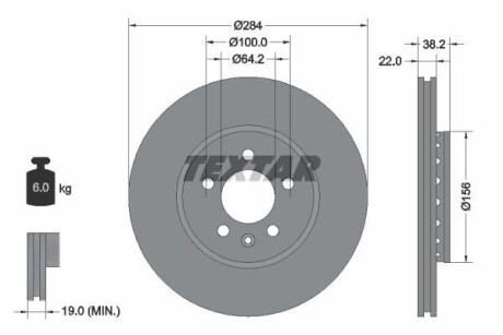 Тормозной диск - (gbd90844, sdb000880, sdb100940) TEXTAR 92103400