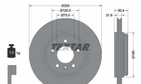 Тормозной диск - (34201166073, 34216855157, 34216864052) TEXTAR 92107003