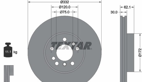 Фото 4 - Гальмівний диск TEXTAR 92107205
