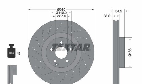 Тормозной диск - (2214211812, 2304210712, A2214211812) TEXTAR 92120305