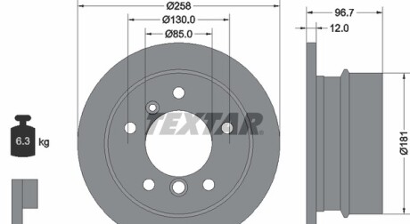 Диск гальмівний - (2D0615601, 2D0615601C, 9014230612) TEXTAR 92137503