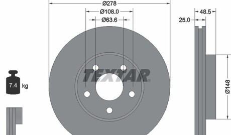 Фото 4 - Тормозной диск TEXTAR 92141205