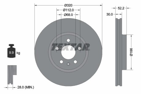 Диск гальмівний - (8K0615301A, L8KD615301A) TEXTAR 92160005