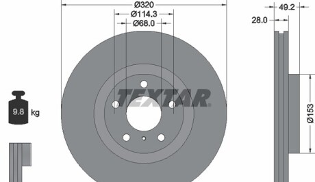 Фото 4 - Тормозной диск TEXTAR 92162405