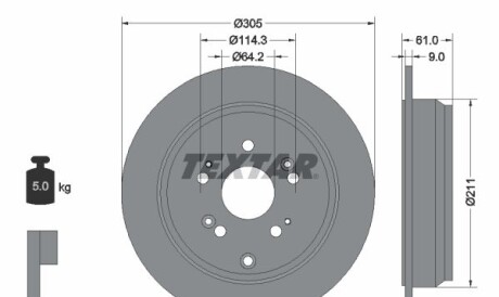 Диск гальмівний - TEXTAR 92162503