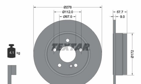 Диск гальмівний (задній) MB C-class (W204/S204/C204) 07- (278x9) PRO - TEXTAR 92163103