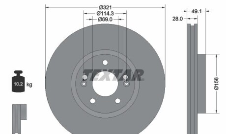 Диск гальмівний - (517123J010, 517123J000, 517122B700) TEXTAR 92166005