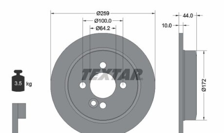 Диск гальмівний (задній) Mini Cooper 01- (259x10) PRO - (34216774987) TEXTAR 92175003