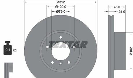 Диск гальмівний - TEXTAR 92176105