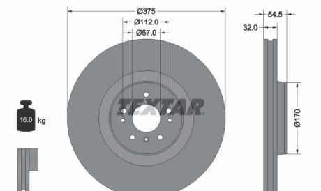 Диск гальмівний - TEXTAR 92176603