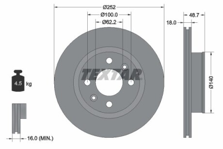 Tarcza hamulcowa przod - TEXTAR 92196503