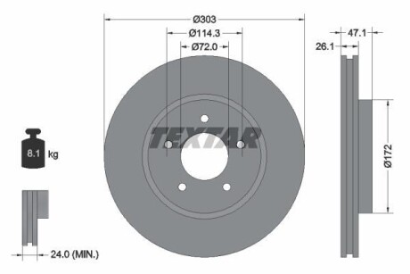 Тормозной диск - (5L8Z1125AA, 5U2Z1V125N, AL8Z1125A) TEXTAR 92197703