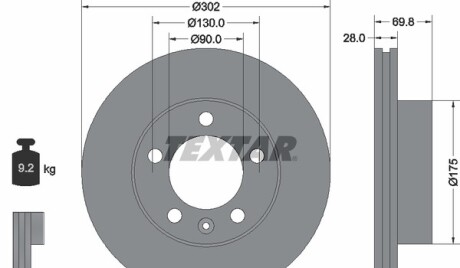 Фото 4 - Гальмівний диск TEXTAR 92228603