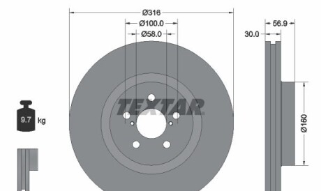 Тормозной диск - TEXTAR 92236503