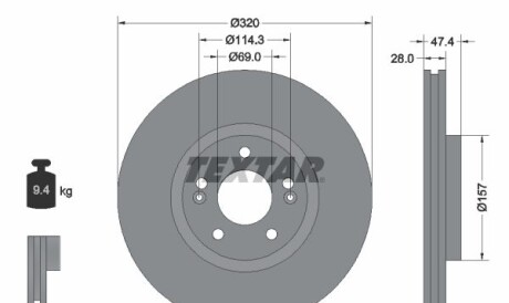 Tarcza hamulcowa przod - (517122T000, 517122T100, 51712D7100) TEXTAR 92237805