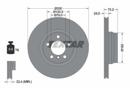 Диск гальмівний передн Лів/Прав BMW 2 (F22, F87), 2 (F23), 3 (F30, F80), 3 (F31), 3 GRAN TURISMO (F34), 4 (F32, F82), 4 (F33, F83), 4 GRAN COUPE (F36) 2.0-3.0D 11.11- - TEXTAR 92242003