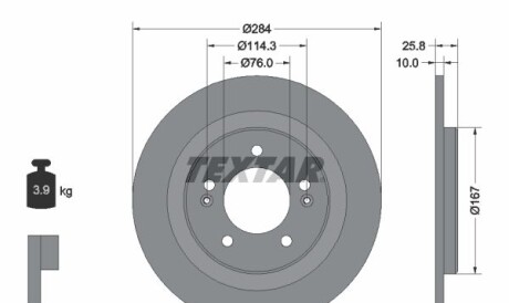 Диск гальмівний (задній) Hyundai i30/Kia Ceed 12- (284x10) PRO - (58411A6200) TEXTAR 92252703