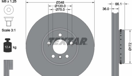 Фото 4 - Гальмівний диск TEXTAR 92253725