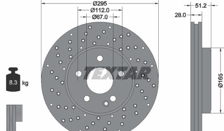 Tarcza hamulcowa db p. w175/w246 11- sport szt - (2464212512, A2464212512, 402065DA0A) TEXTAR 92257505