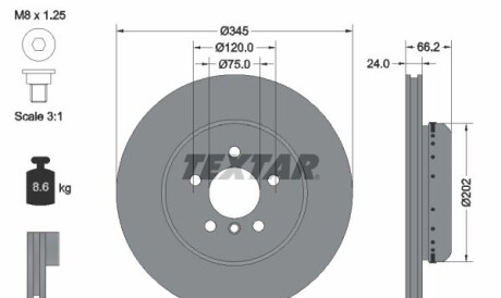 Диск гальмівний - (34206797607) TEXTAR 92265625