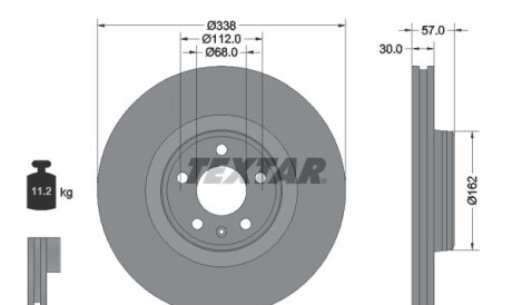 Диск гальмівний (передній) Audi A4/A5/Q5 15- (338х30) PRO+ - TEXTAR 92282605